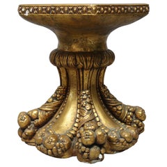 Vintage Hollywood Regency Cornucopia Form Gilt Plaster Pedestal Table