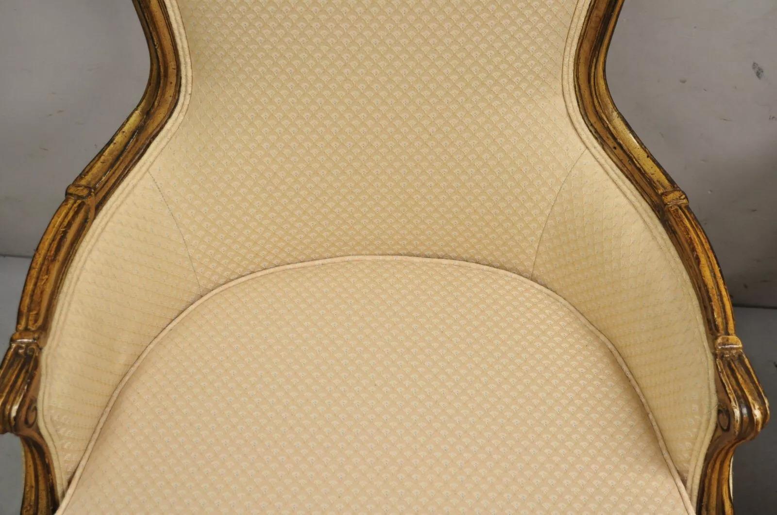 Vintage Hollywood Regency Country French High Back Walnut Lounge Chairs - a Pair For Sale 1