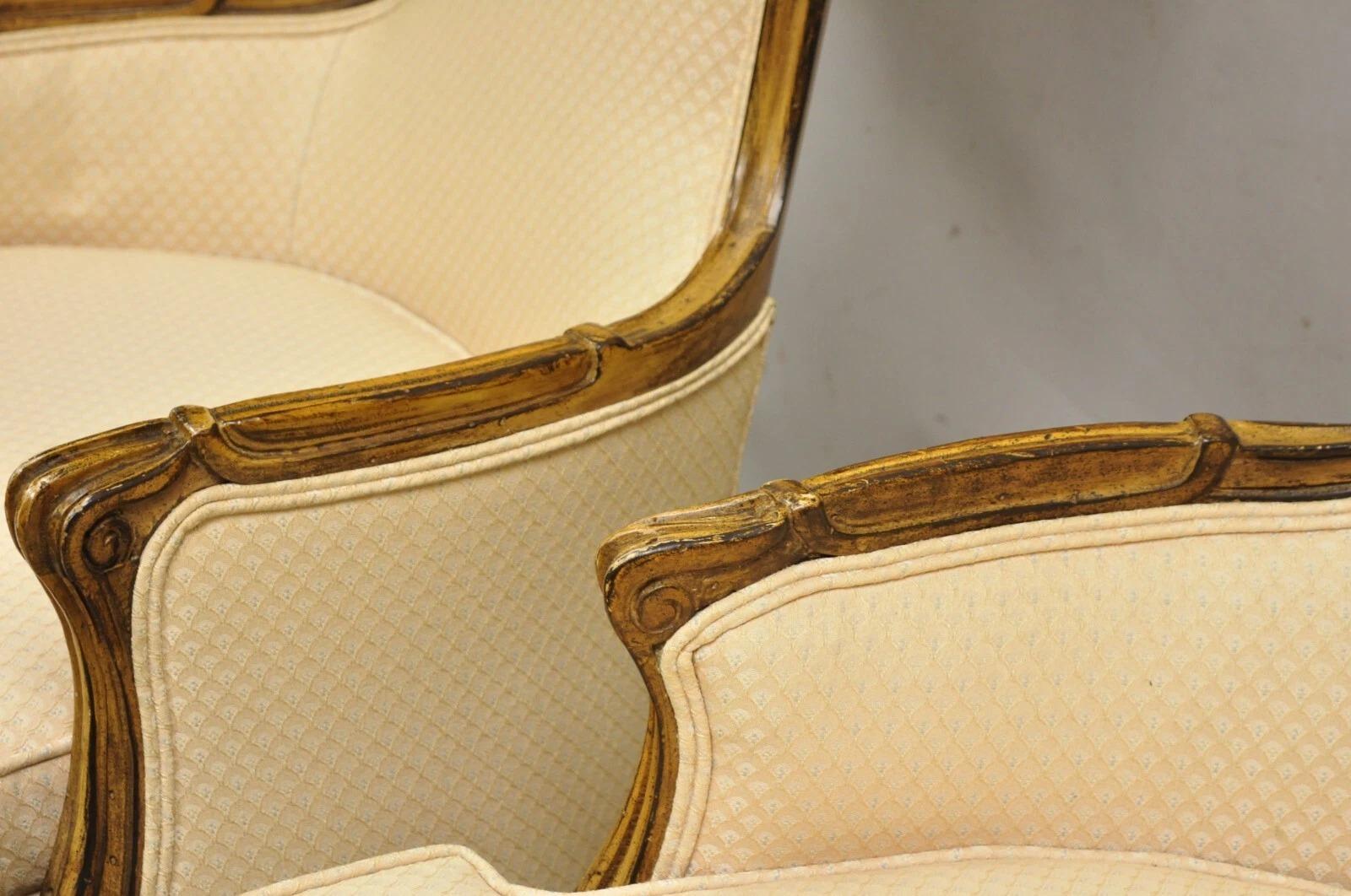 Vintage Hollywood Regency Country French High Back Walnut Lounge Chairs - a Pair For Sale 3