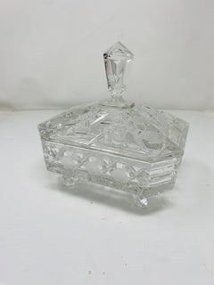 Vintage Hollywood Regency Cut Crystal Covered Box on Feet