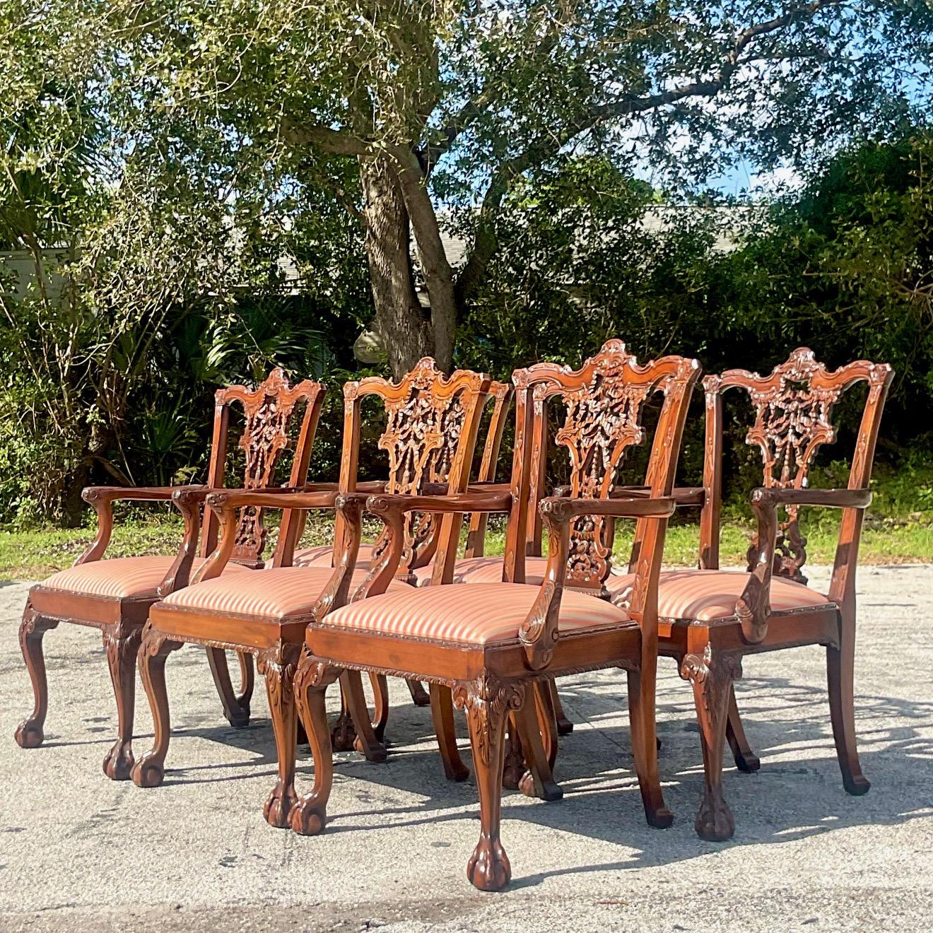 North American Vintage Hollywood Regency Dining Chairs - Set of six For Sale