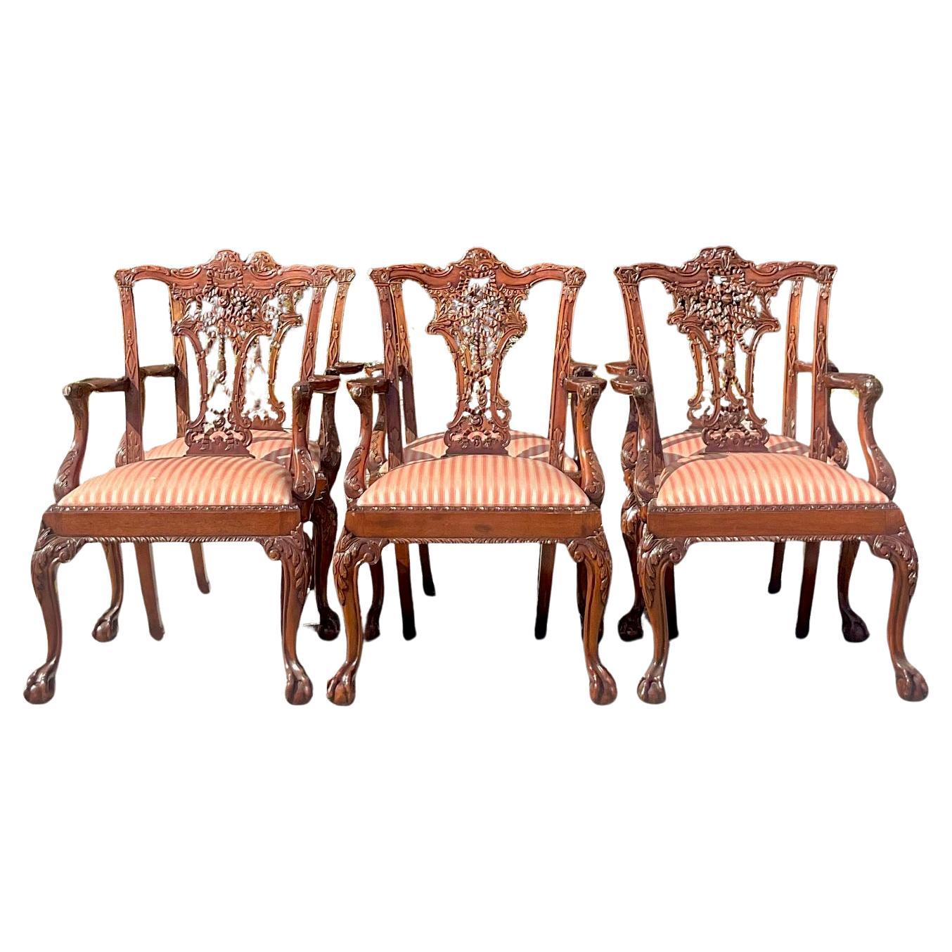 Chaises de salle à manger vintage Hollywood Regency - Lot de six