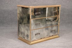 Vintage Hollywood Regency Distressed Mirrored Draper Era Commode Dresser