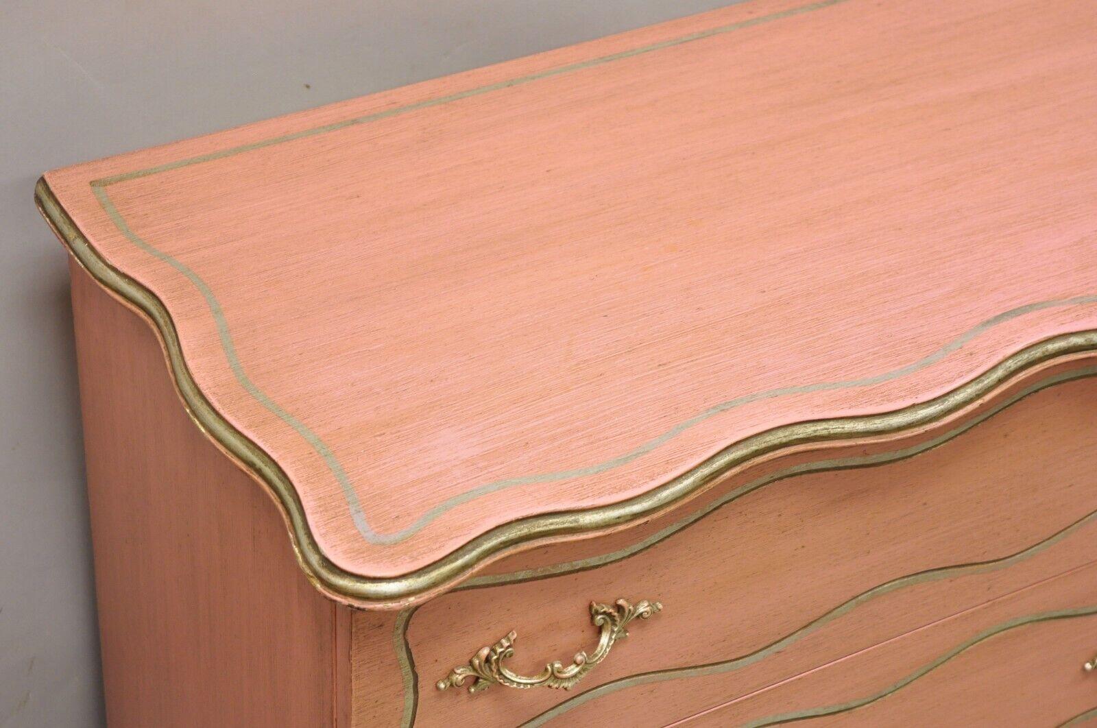 20th Century Vintage Hollywood Regency Dorothy Draper Style Bubblegum Pink 6 Drawer Dresser For Sale