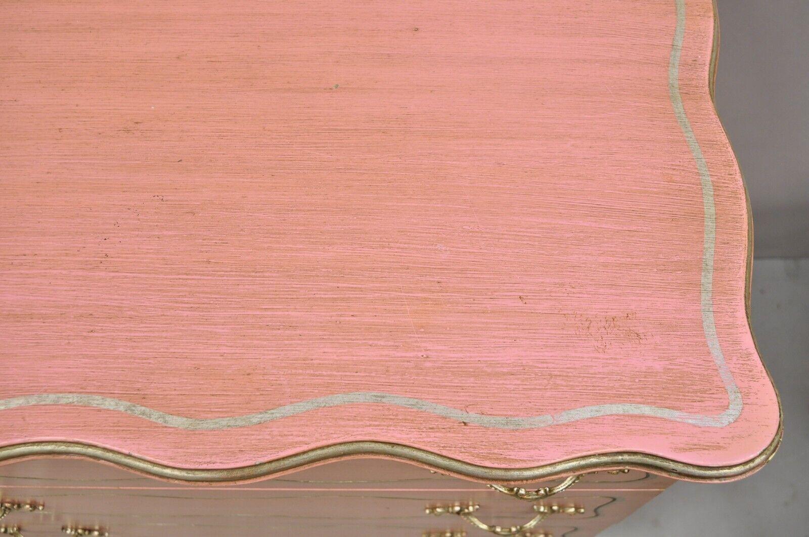 Vintage Hollywood Regency Dorothy Draper Style Bubblegum Pink 6 Drawer Dresser In Good Condition For Sale In Philadelphia, PA