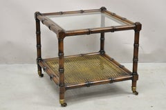 Vintage Hollywood Regency Faux Bamboo 2 Tier Low Side End Table