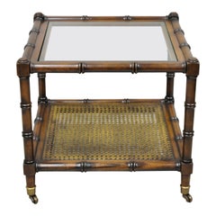 Vintage Hollywood Regency Faux Bamboo 2 Tier Low Side End Table