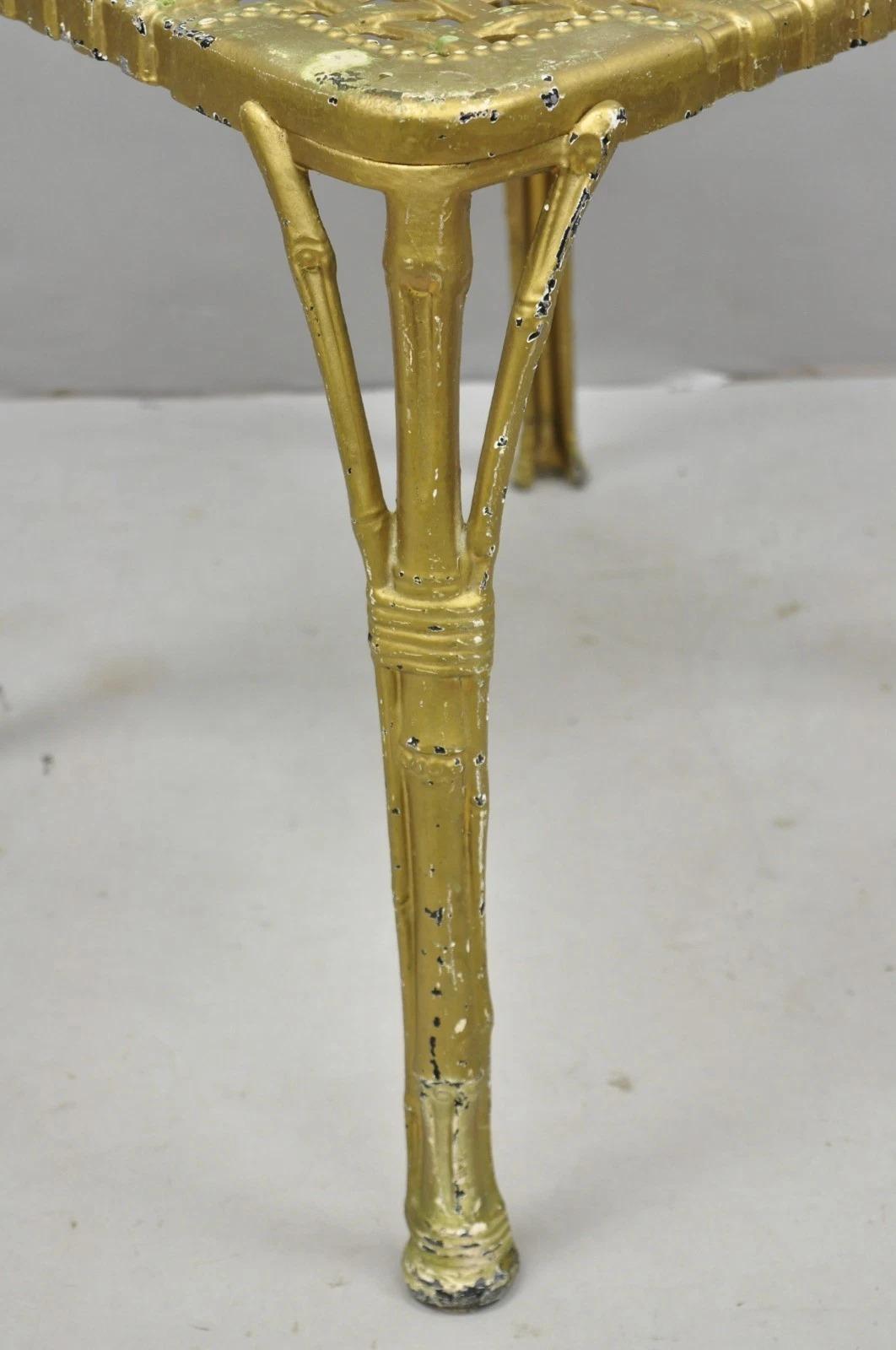 Vintage Hollywood Regency Faux Bamboo Basketweave Lattice Aluminum Side Chair For Sale 1