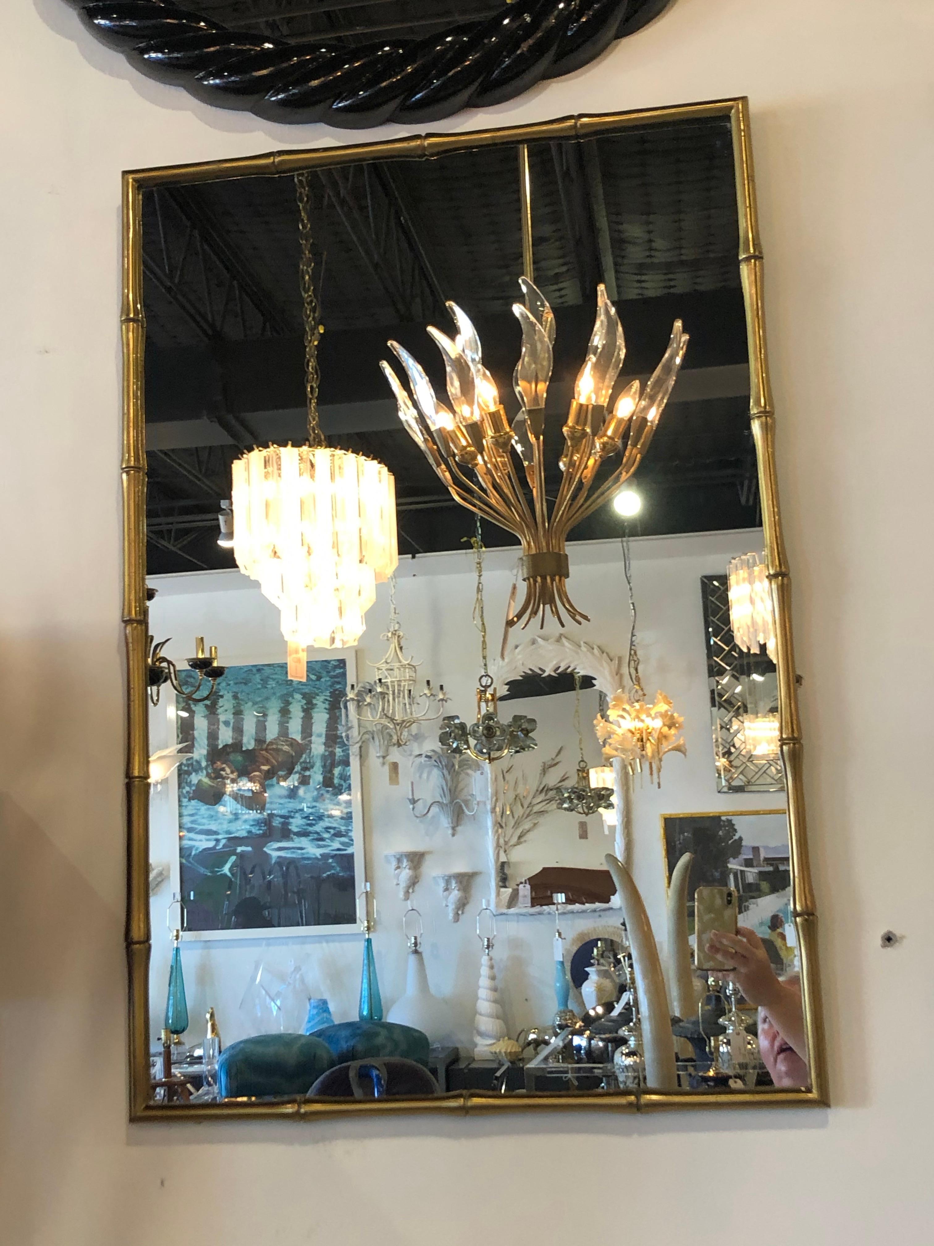 bamboo brass mirror