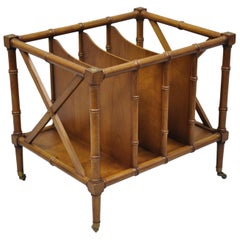 Vintage Hollywood Regency Faux Bamboo Canterbury Magazine Rack Medallion Limited