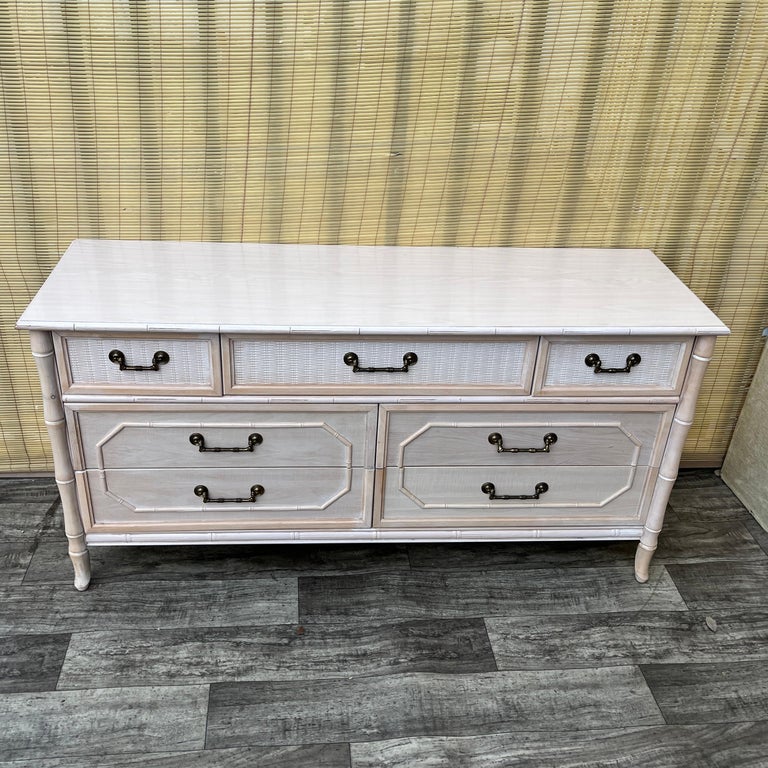 Vintage Hollywood Regency Faux Bamboo Dresser by Broyhill. Circa 1970s