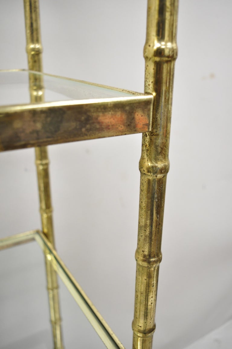 Vintage Hollywood Regency Faux Bamboo Gold Metal Étagère Bookshelf Shelf Stand at 1stDibs gold