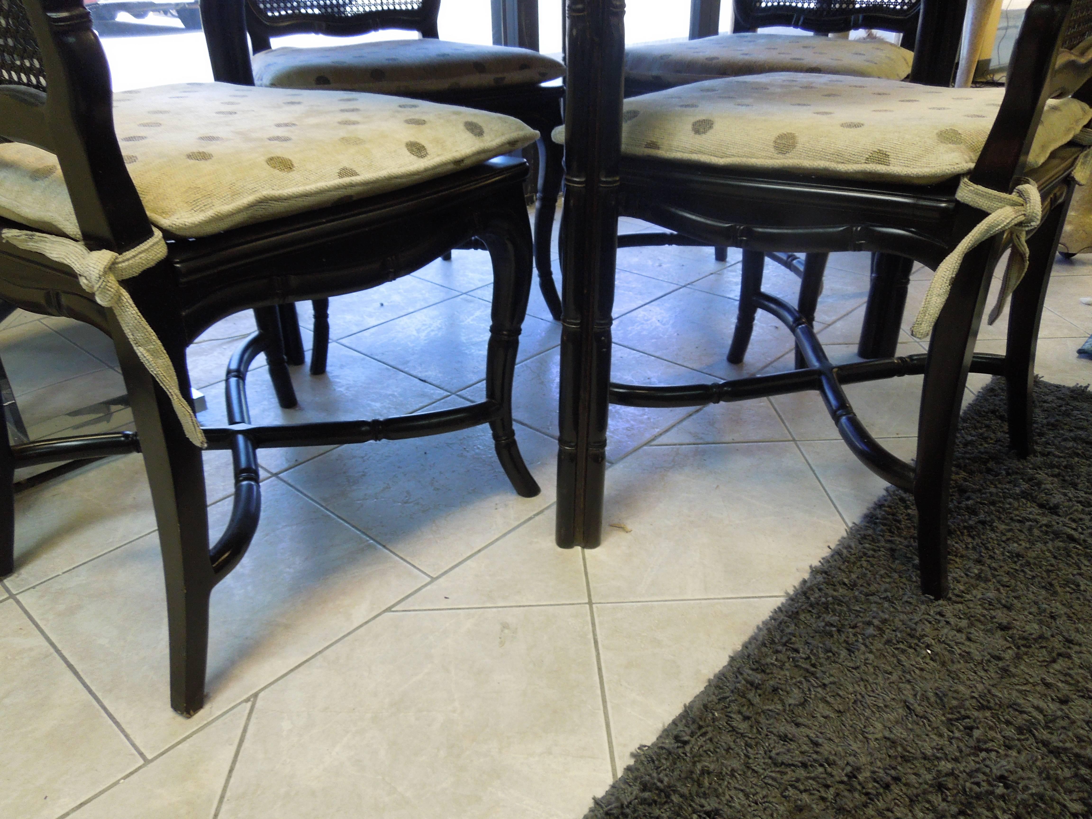 American Vintage Hollywood Regency Faux Bamboo Round Dining/Game Table and Chairs For Sale
