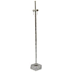 Vintage Hollywood Regency Faux Bois Faux Bamboo Chrome Lotus Floor Lamp