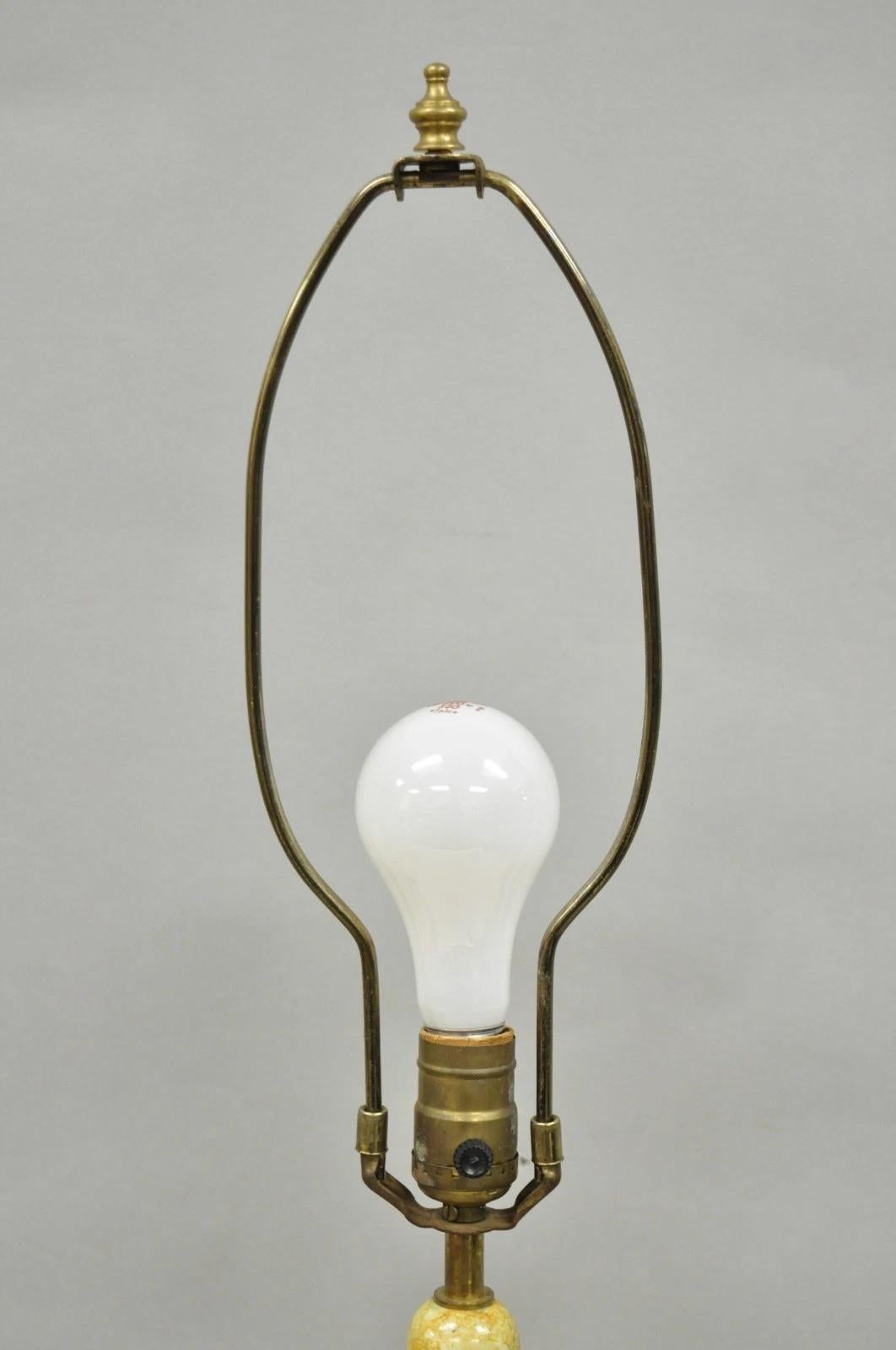 Vintage Hollywood Regency Faux Marble Orange Lacquered Wood Artichoke Table Lamp For Sale 1