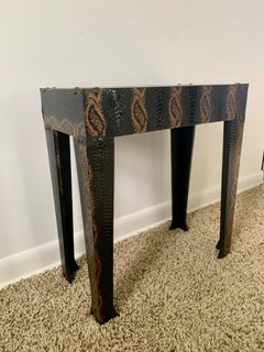 Vintage Hollywood Regency Faux Snakeskin Side Table