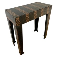 Vintage Hollywood Regency Faux Snakeskin Side Table