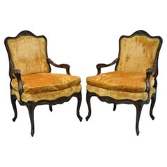 Vintage Hollywood Regency French Provincial Louis XV Style Arm Chairs - a Pair