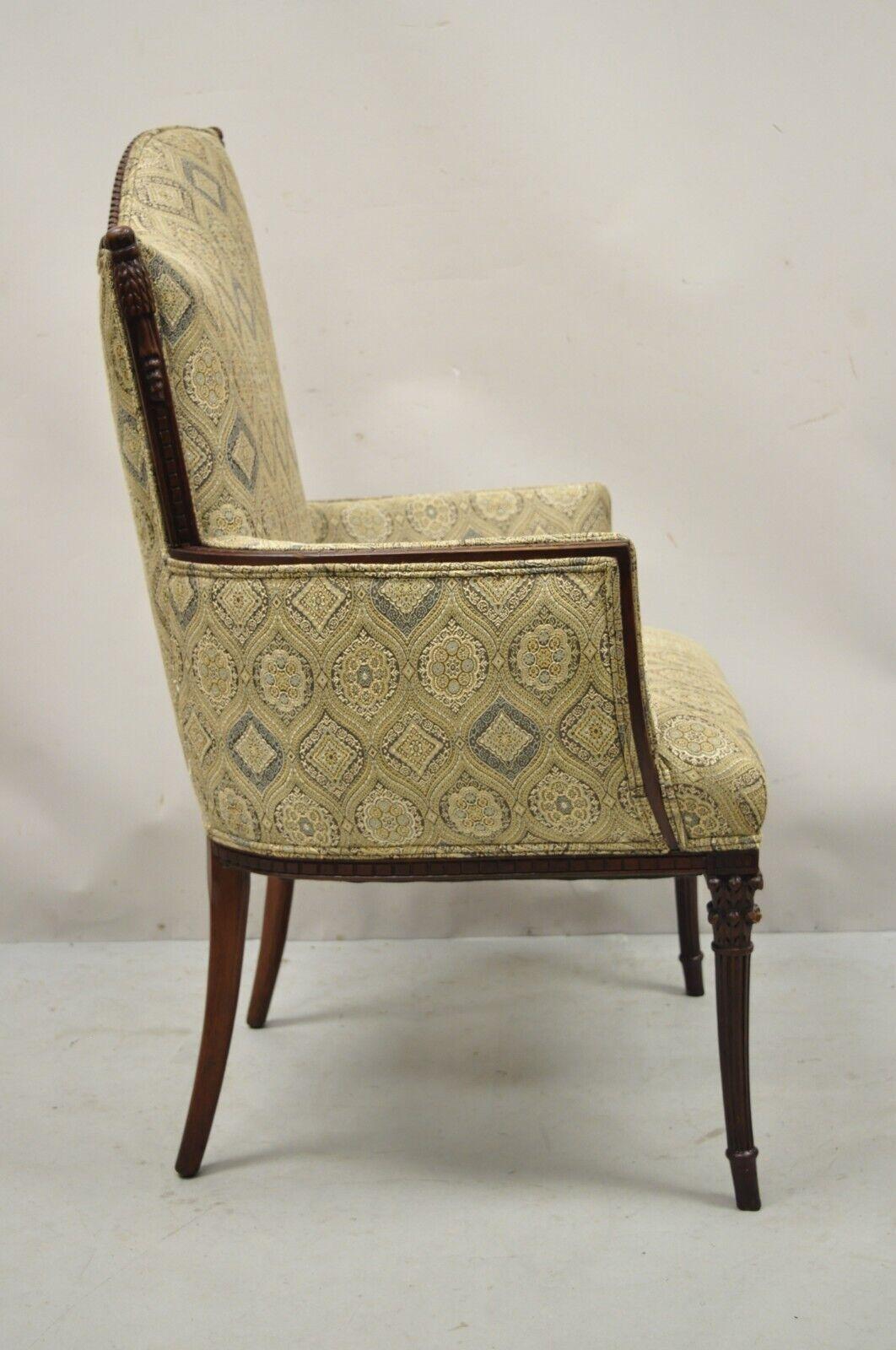 Vintage Hollywood Regency French Style Angled Back Mahogany Lounge Chair 5