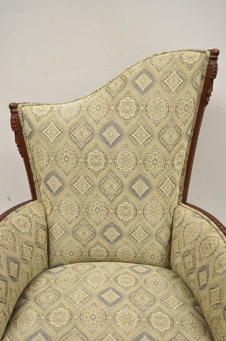 Vintage Hollywood Regency French Style Angled Back Mahogany Lounge