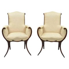 Sillas de salón de caoba estilo Hollywood Regency vintage - un par