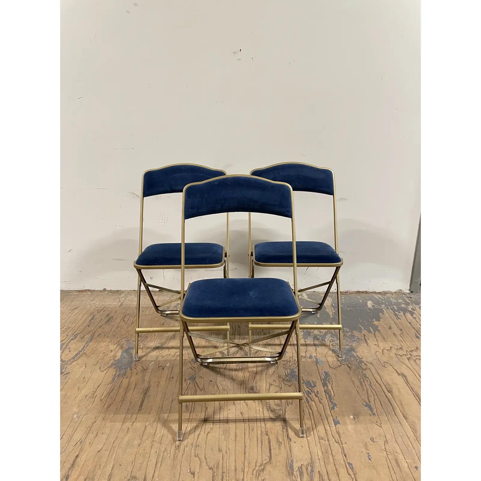 Vintage Hollywood Regency Fritz & Company Folding Chairs In Good Condition In W Allenhurst, NJ