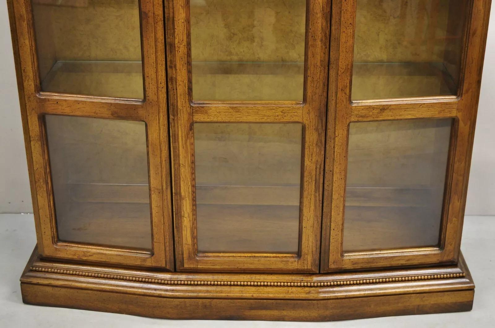 20th Century Vintage Hollywood Regency Fruitwood Arched 2 Door Glass 75