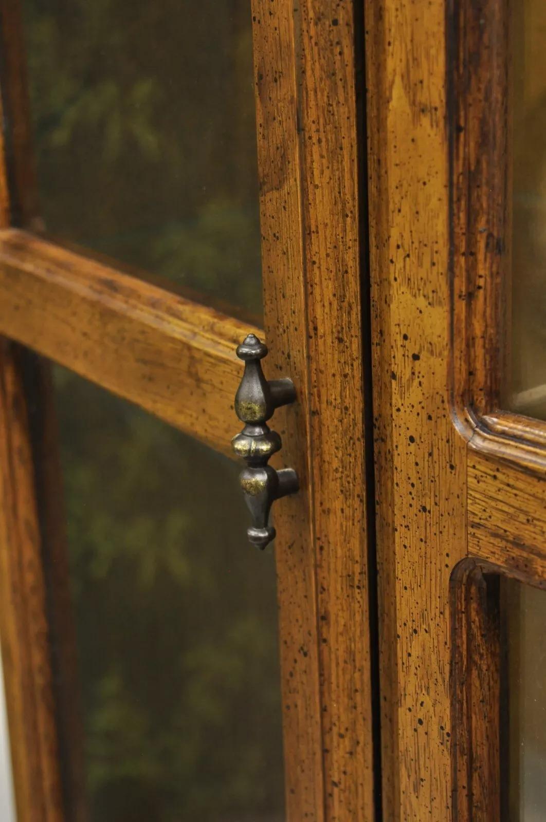 Vintage Hollywood Regency Fruitwood Arched 2 Door Glass 75