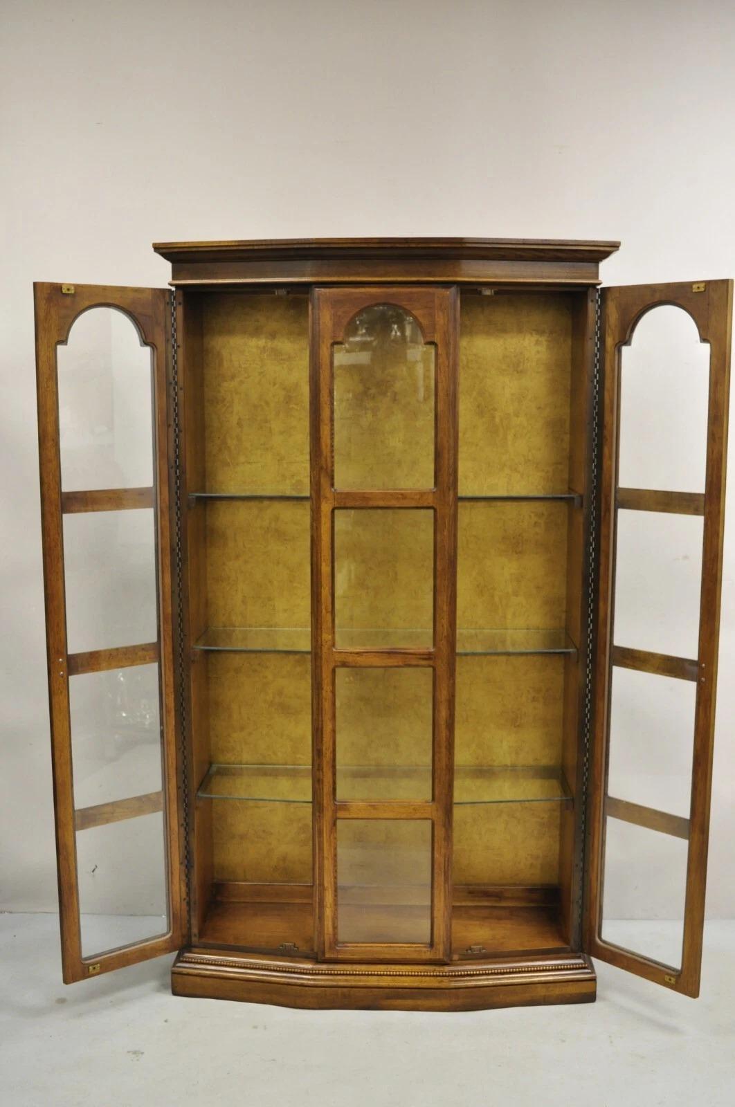 Vintage Hollywood Regency Fruitwood Arched 2 Door Glass 75