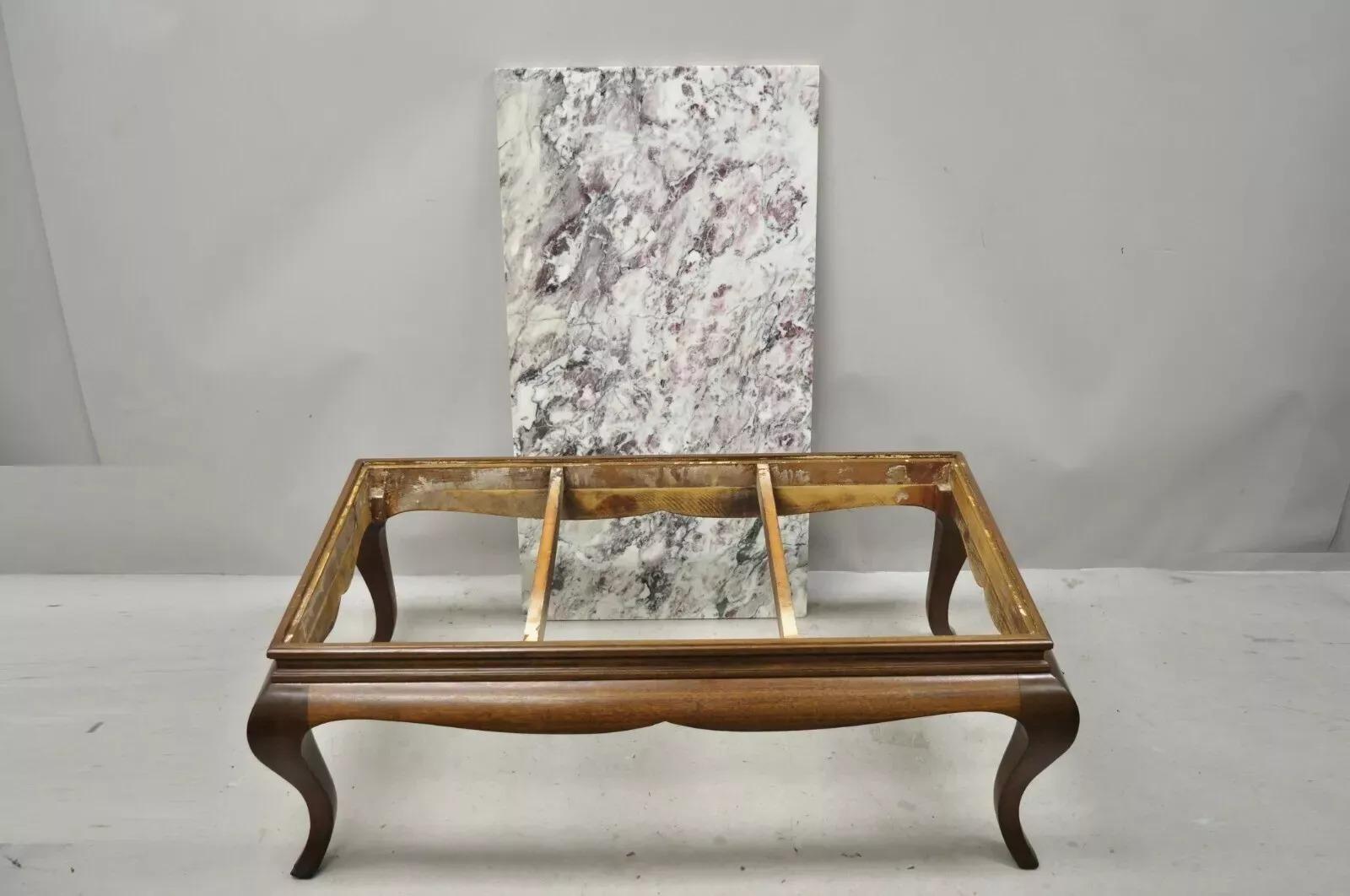 Vintage Hollywood Regency Georgian Mahogany Saber Leg Marble Top Coffee Table For Sale 5