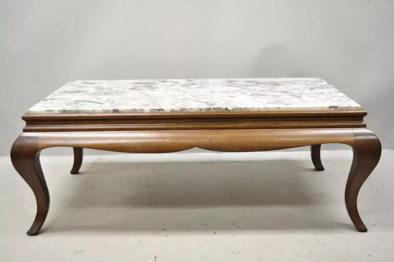 Vintage Hollywood Regency Georgian Mahogany Saber Leg Marble Top Coffee Table For Sale 7