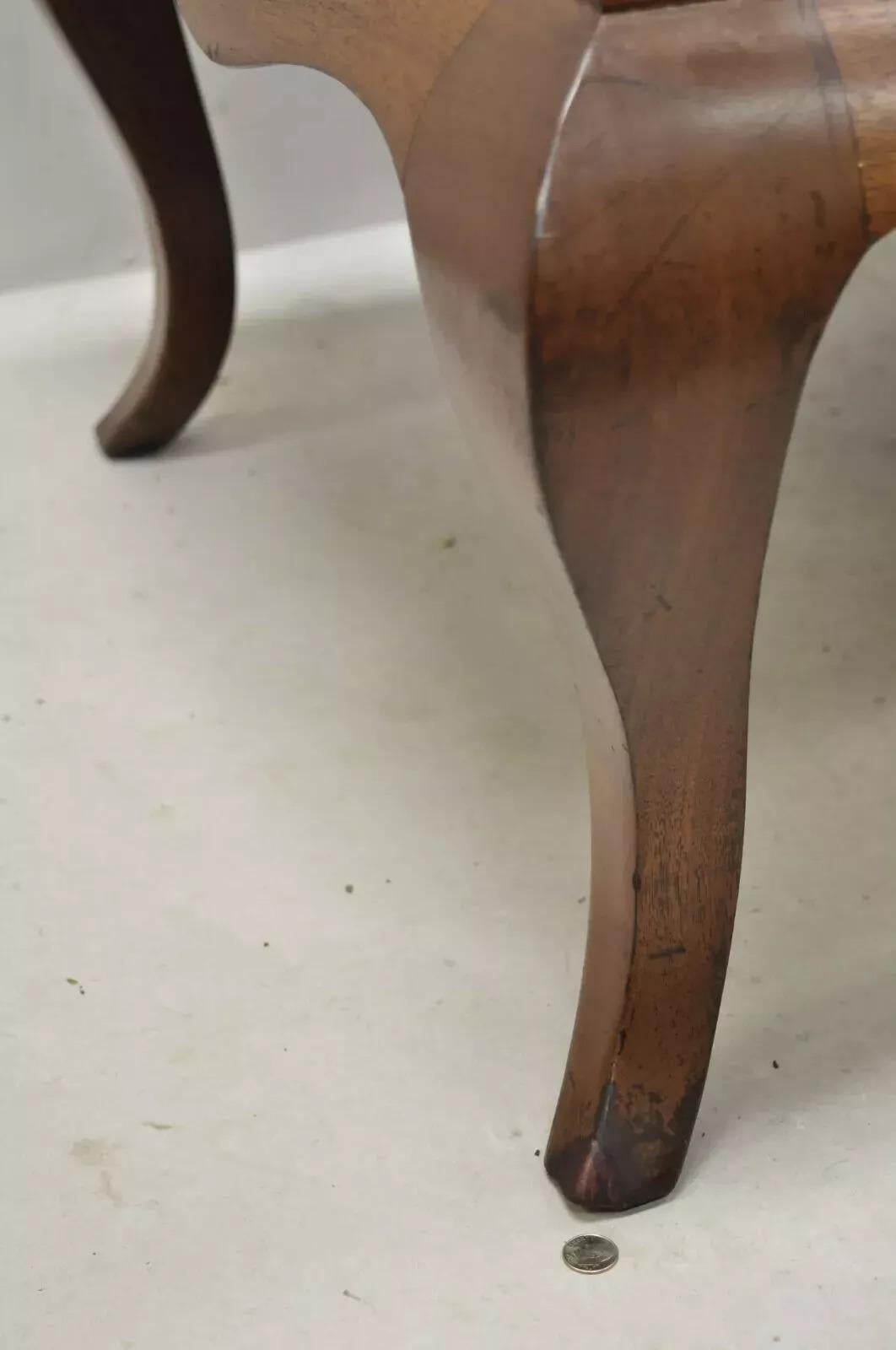 Vintage Hollywood Regency Georgian Mahogany Saber Leg Marble Top Coffee Table For Sale 2