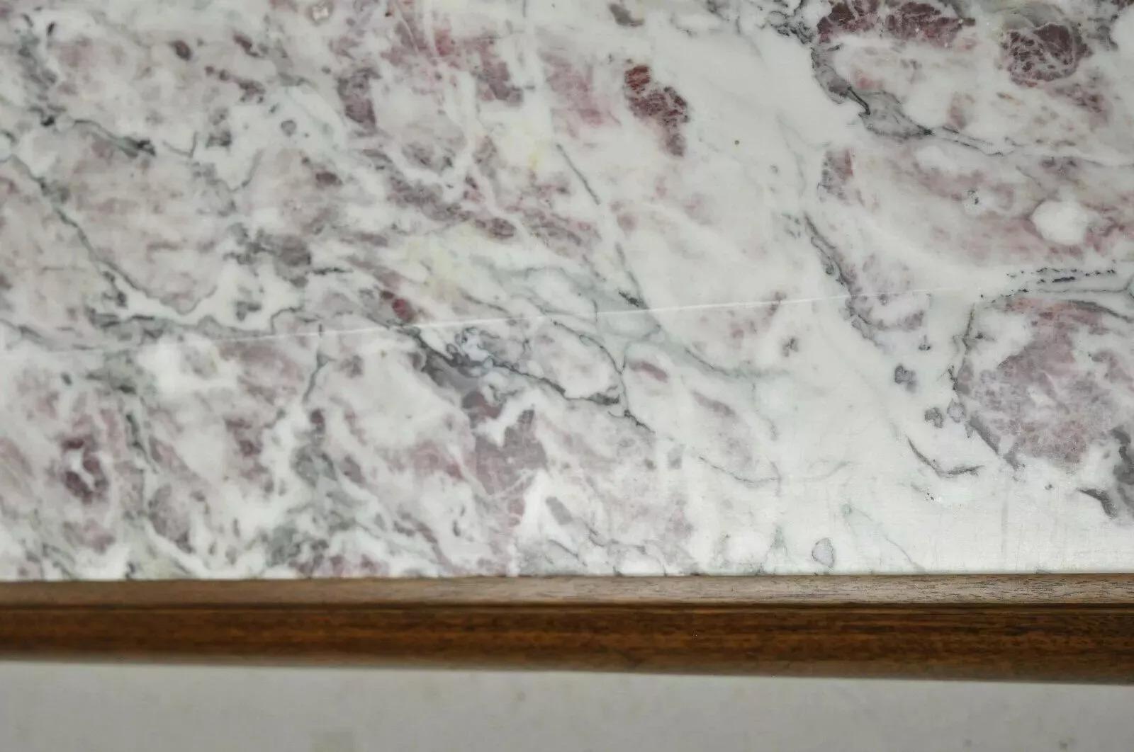 Vintage Hollywood Regency Georgian Mahogany Saber Leg Marble Top Coffee Table For Sale 3