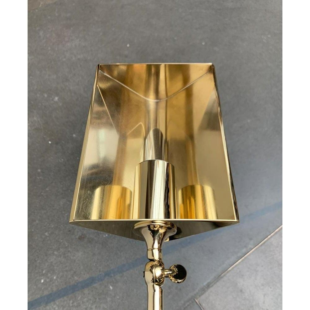 Lámpara de pie de latón alemán Vintage Hollywood Regency de Florian Schulz, años 70 Metal en venta