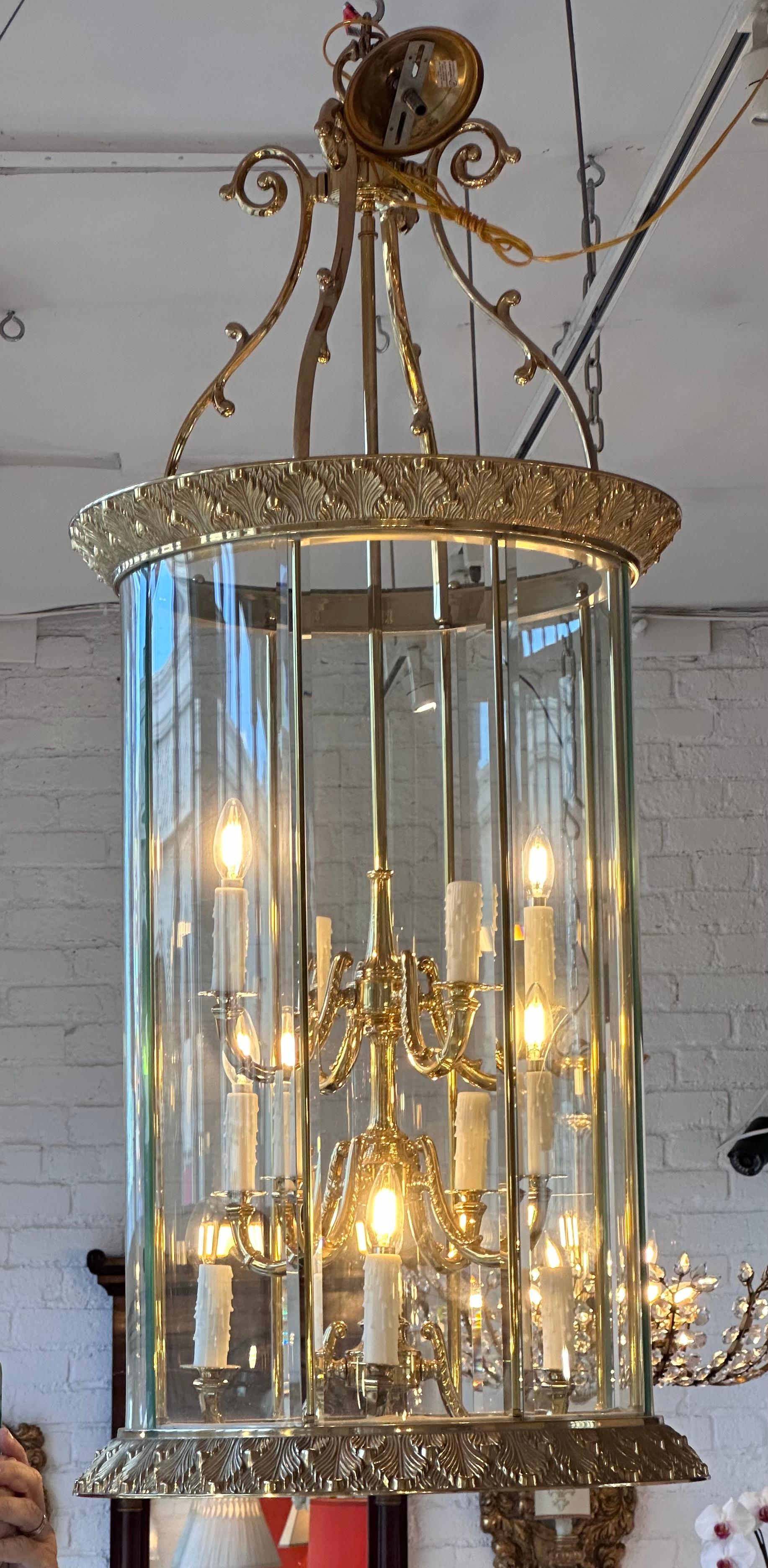 Art Deco Bronze Chandelier Theater Lantern Light Fixture  

Additional information:
Materials: brass, glass
Color: brass
Period: 1930’s
Styles: Art Deco
Power Sources: Up to 120V (US Standard), hardwired
Item Type: Vintage, Antique or