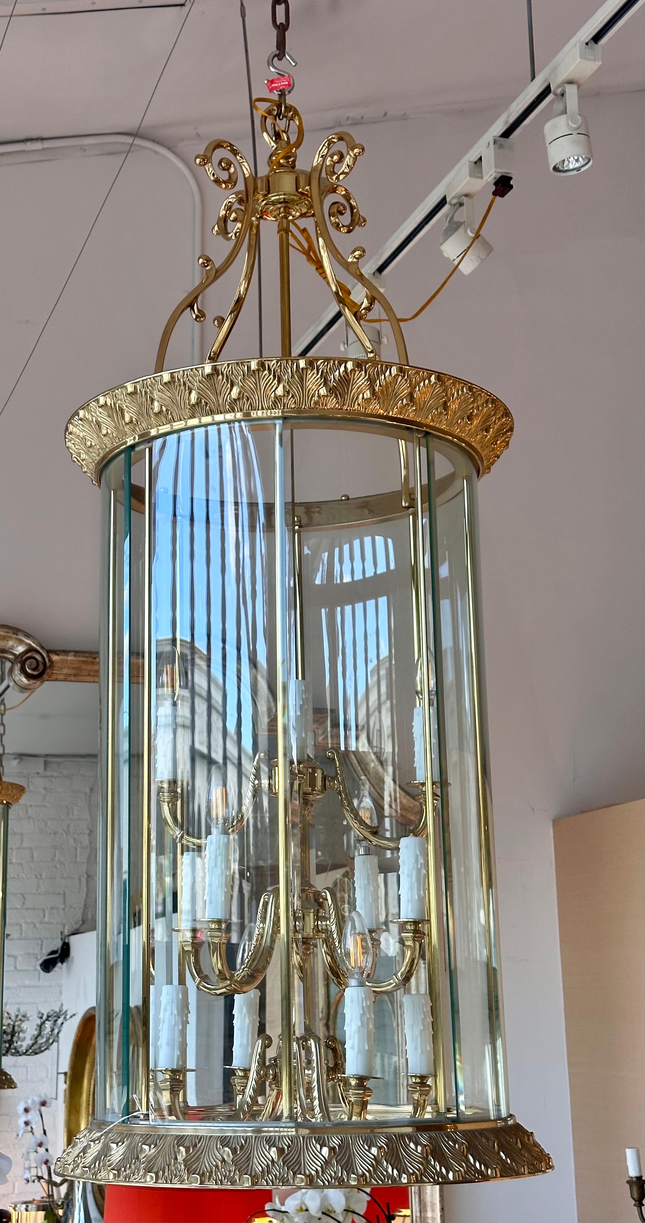 Art Deco Bronze Chandelier Theater Lantern Light Fixture   For Sale 2