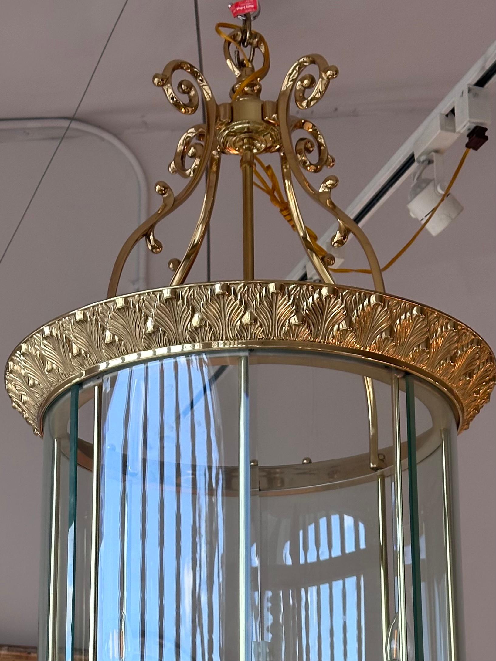 Art Deco Bronze Chandelier Theater Lantern Light Fixture   For Sale 3
