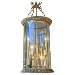 Used Art Deco Bronze Chandelier Theater Lantern Light Fixture  