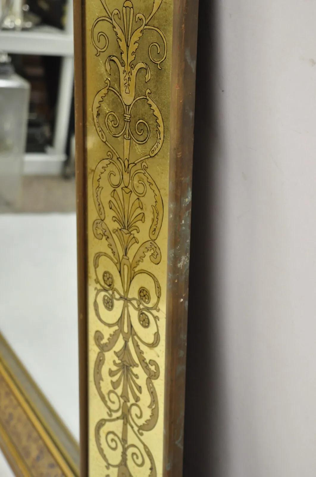 Vintage Hollywood Regency Gilt Gold Leaf Italian Style Rectangular Wall Mirror For Sale 6