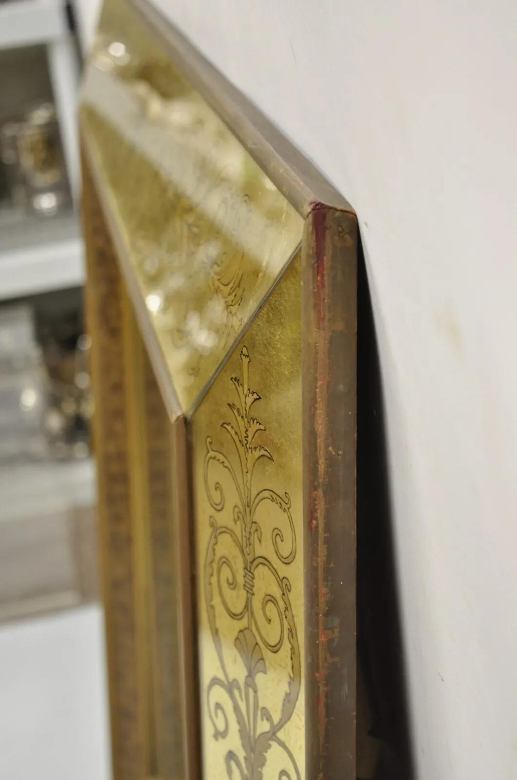 Vintage Hollywood Regency Gilt Gold Leaf Italian Style Rectangular Wall Mirror For Sale 10