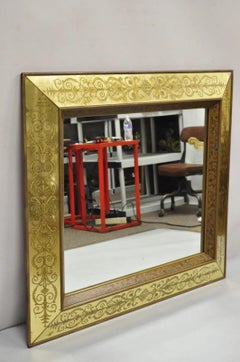 Vintage Hollywood Regency Gilt Gold Leaf Italian Style Rectangular Wall Mirror