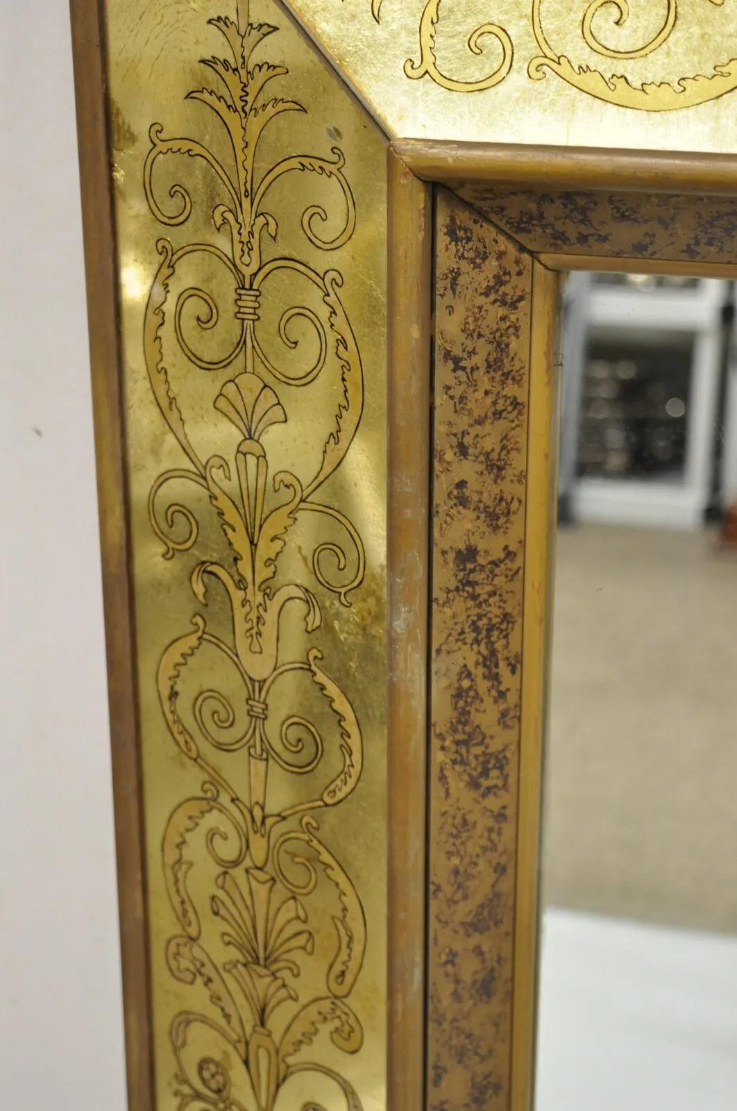 20th Century Vintage Hollywood Regency Gilt Gold Leaf Italian Style Rectangular Wall Mirror For Sale