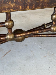 Vintage Hollywood Regency Gilt Metal Ball Finial Bench