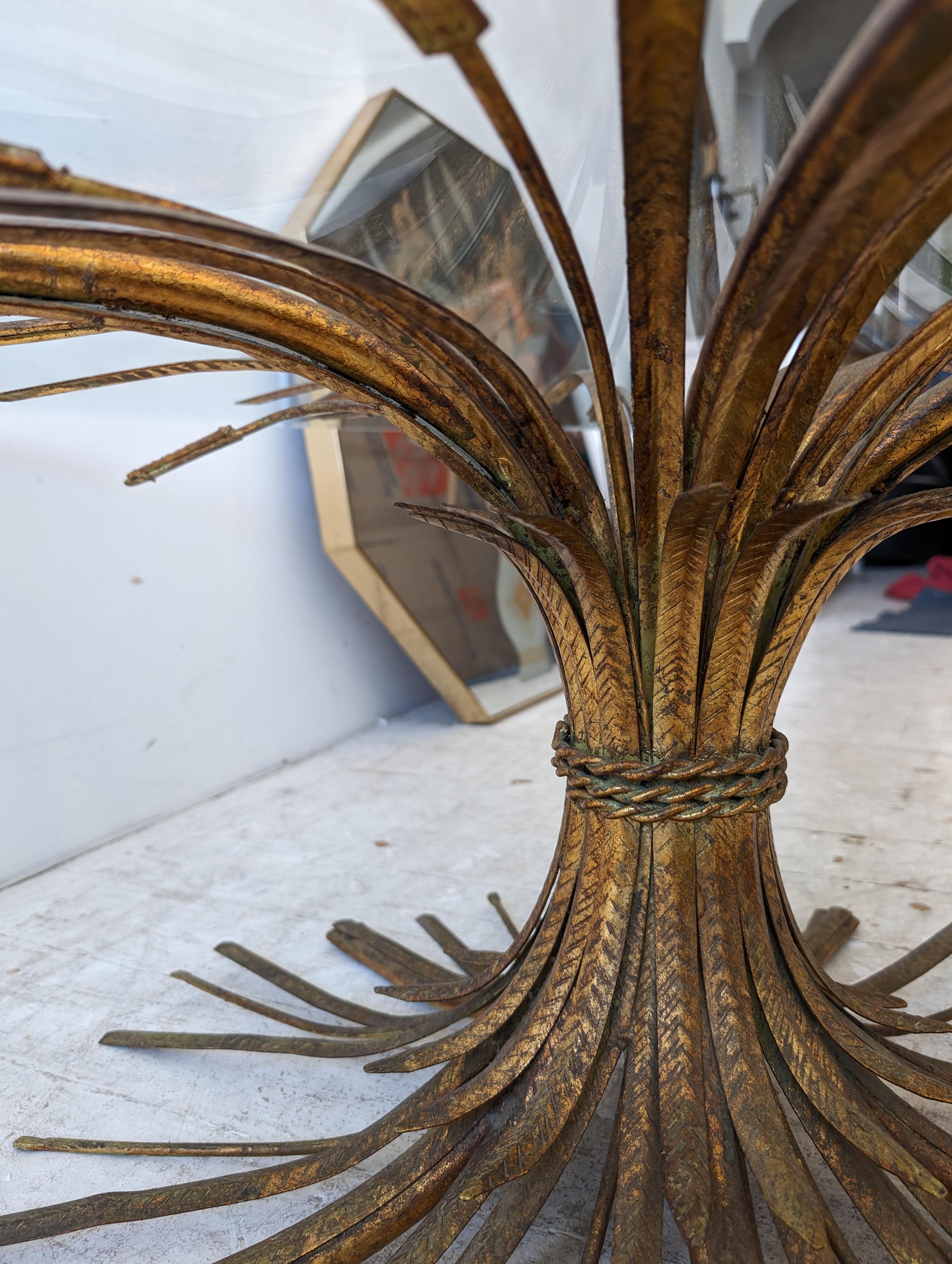 Vintage Hollywood Regency gilt metal wheatsheaf 'Coco Chanel' coffee table 7
