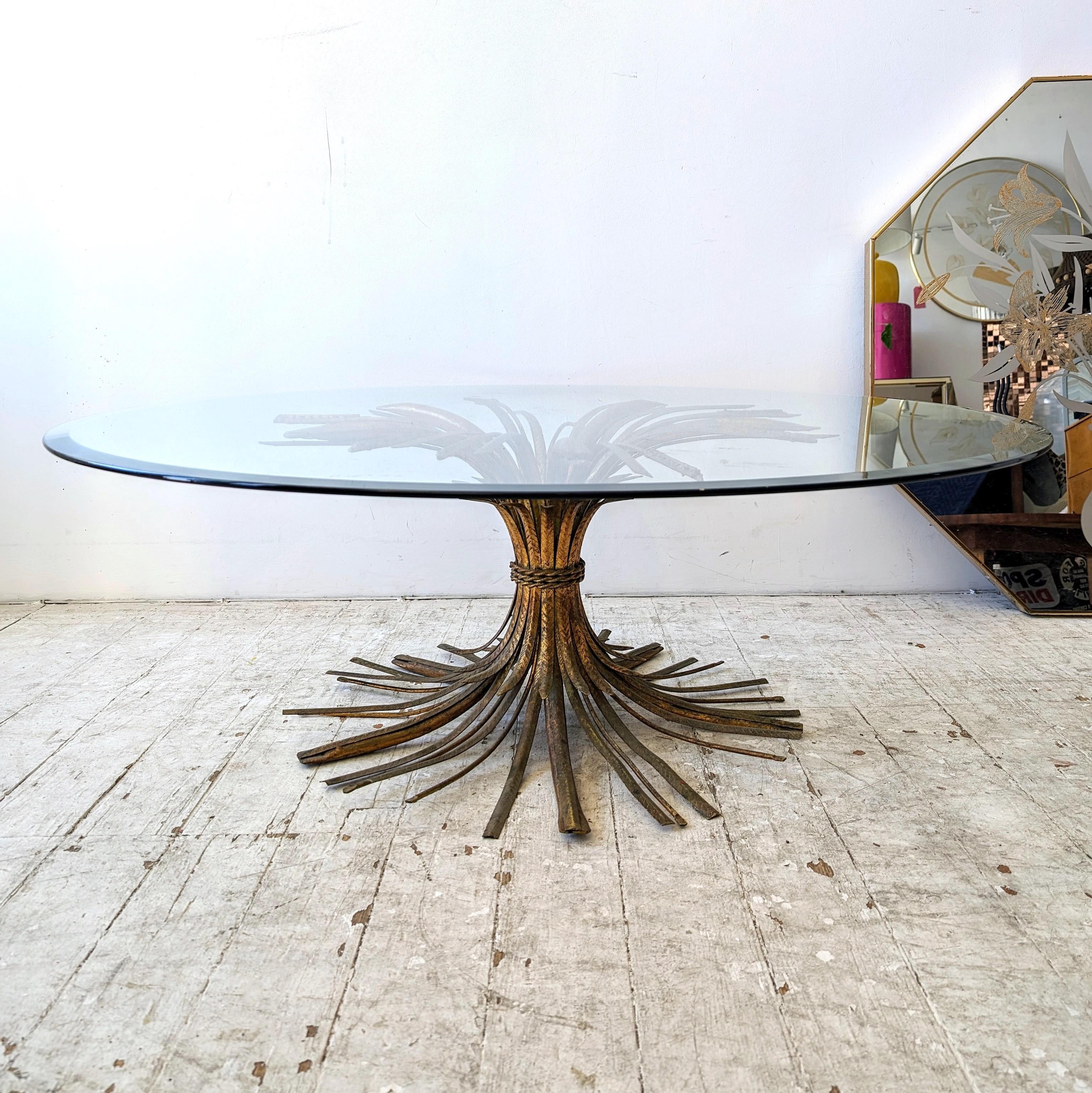 American Vintage Hollywood Regency gilt metal wheatsheaf 'Coco Chanel' coffee table