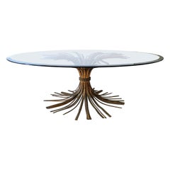 Vintage Hollywood Regency gilt metal wheatsheaf 'Coco Chanel' coffee table
