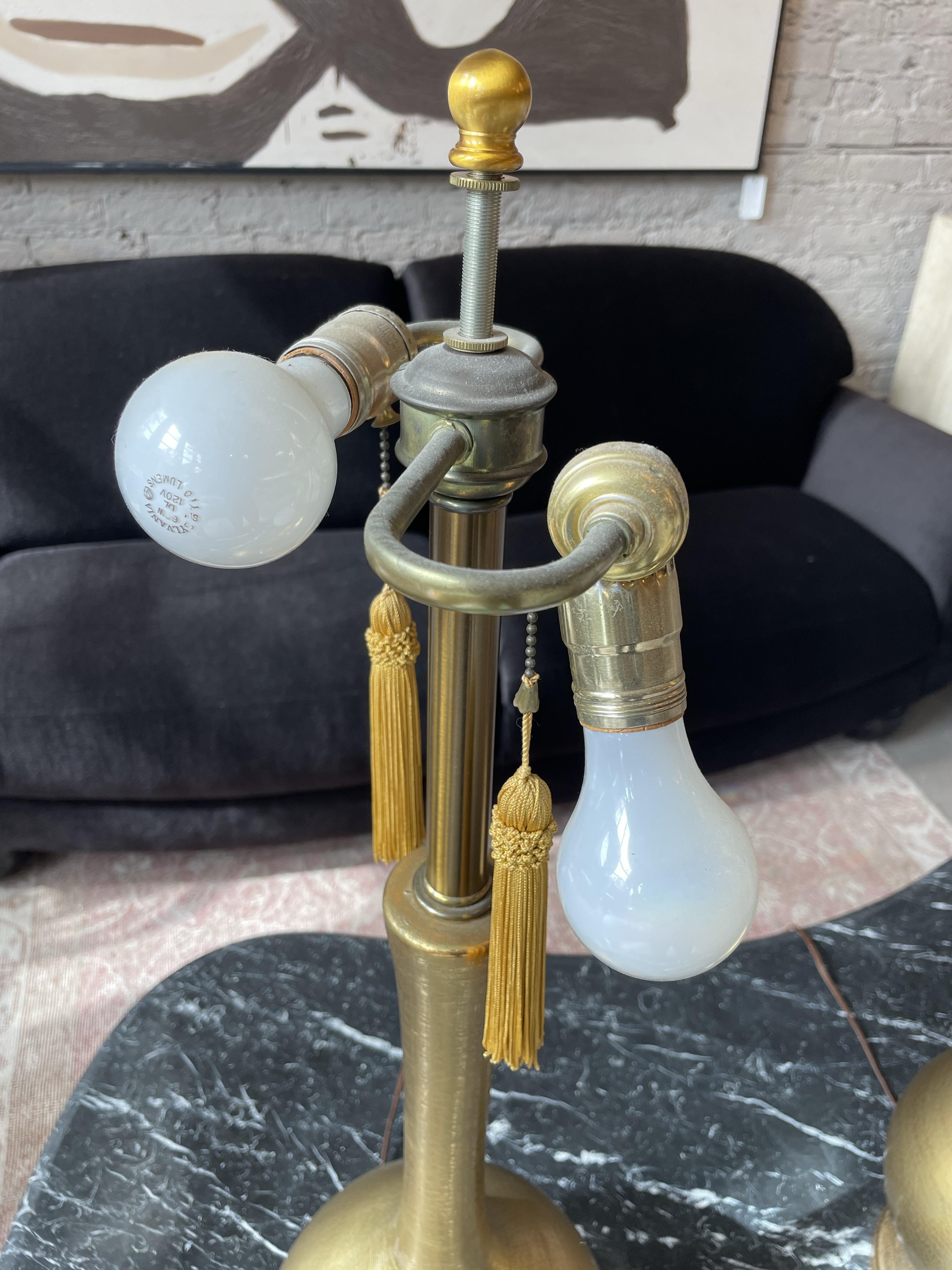 Mid-20th Century Vintage Hollywood Regency Gold Crackle Lamps - a Pair For Sale