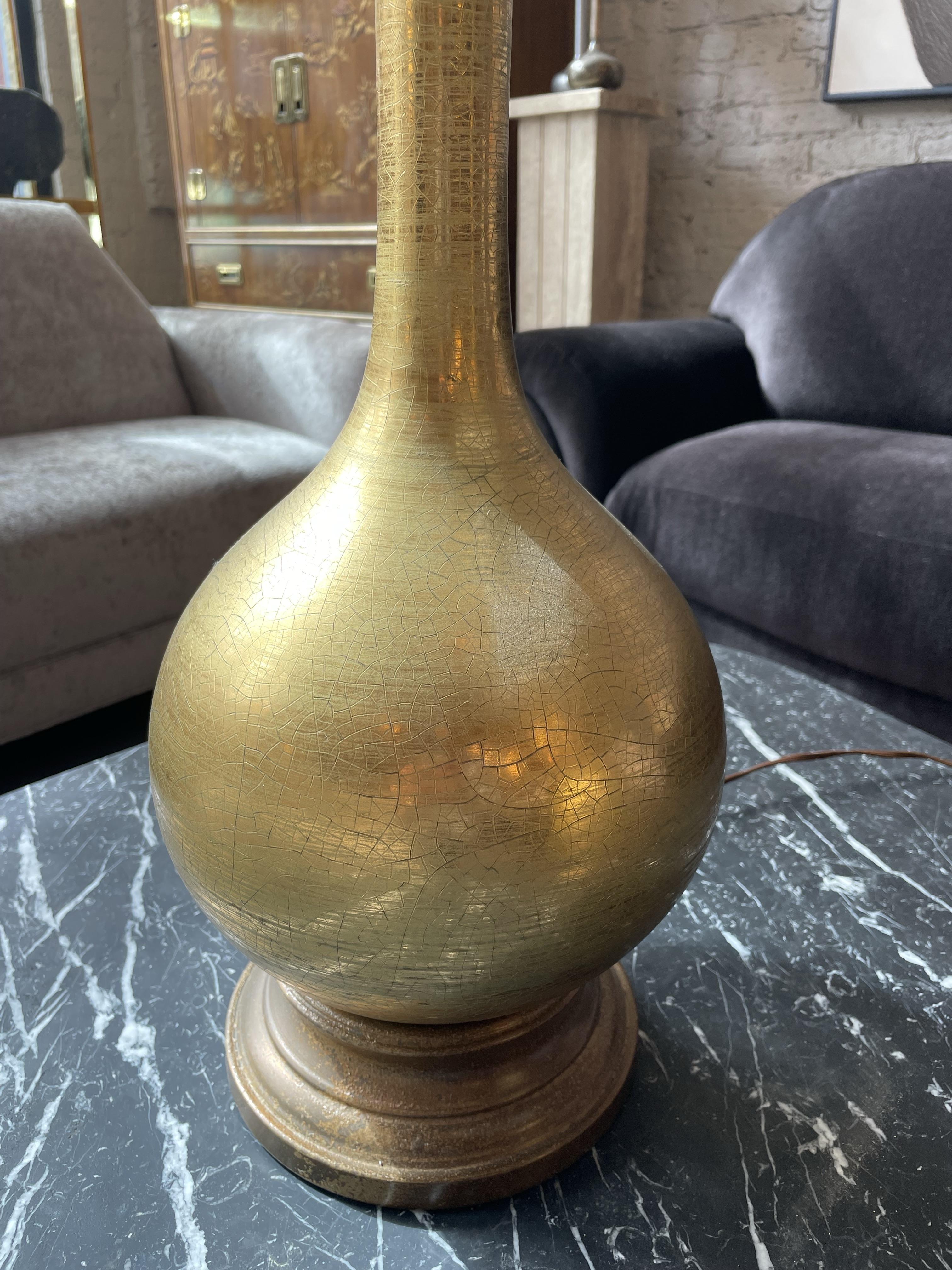 Vintage Hollywood Regency Gold Crackle Lamps - a Pair 1