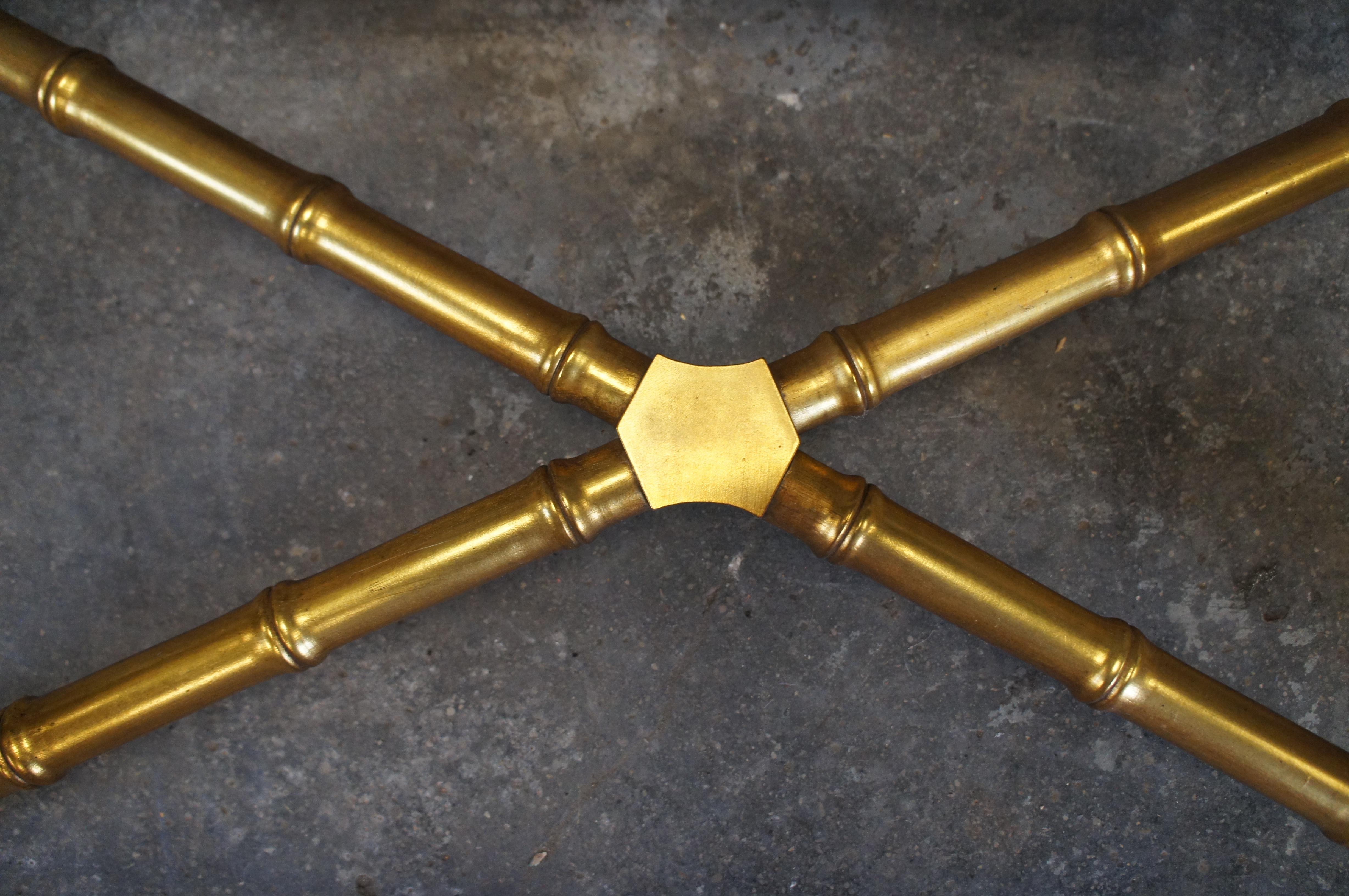 Vintage Hollywood Regency Gold Faux Bambus Kaffee Cocktail Tisch Basis 41