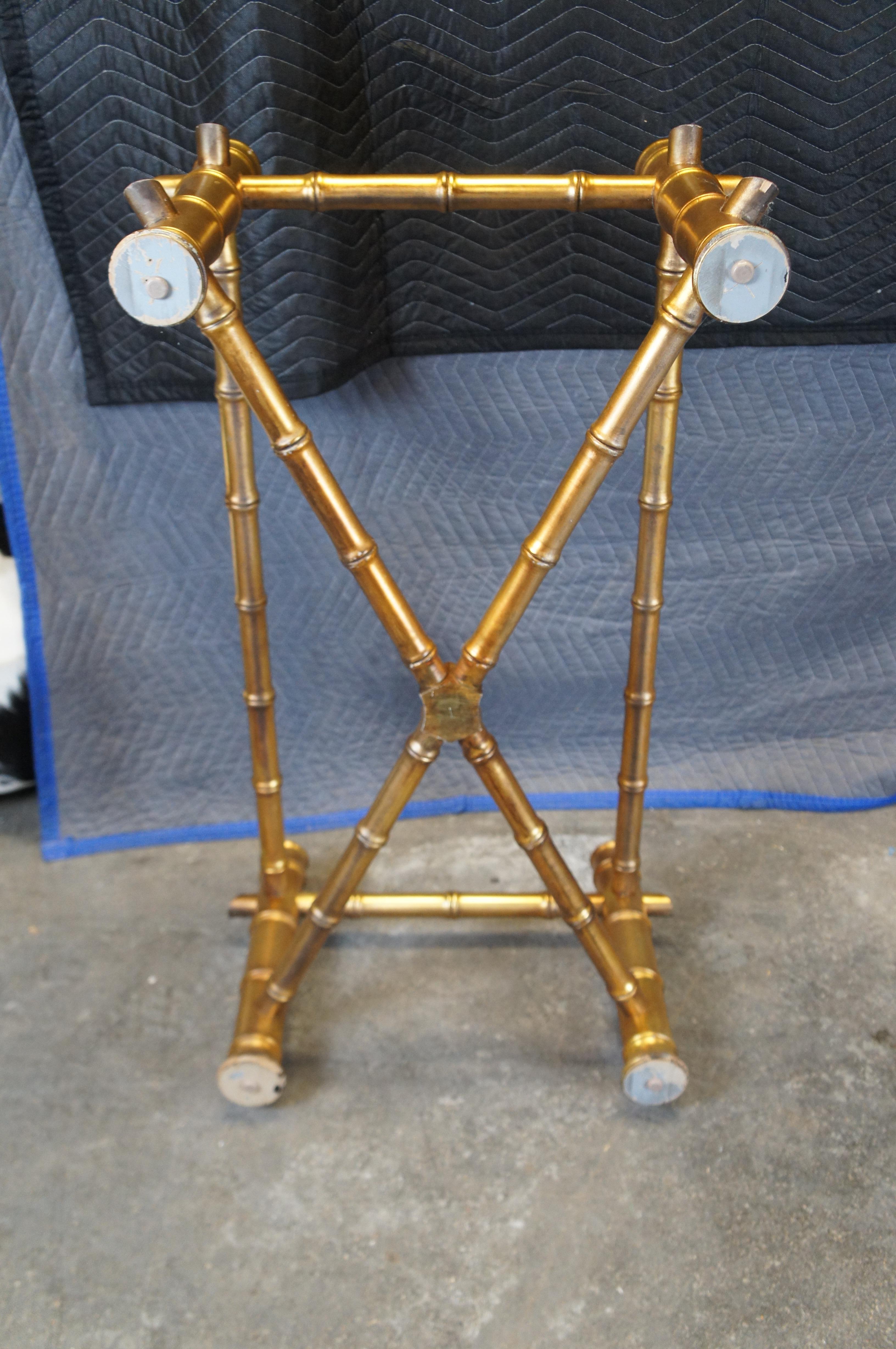 Vintage Hollywood Regency Gold Faux Bambus Kaffee Cocktail Tisch Basis 41